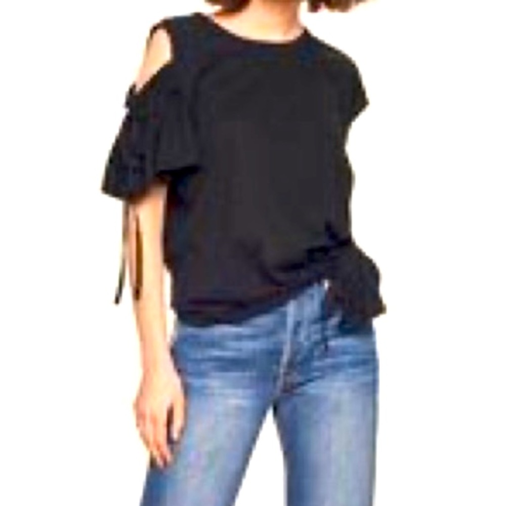 KINLY asymmetric ruffle tee cotton slub